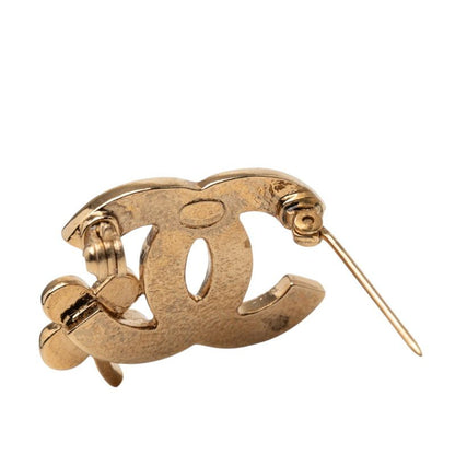 Chanel CC Logo Crowbar Brooch Gold Line Stone Plated — view 3