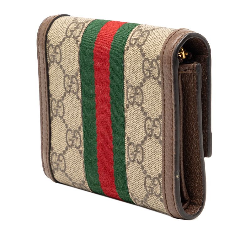 Gucci Ophidia GG Supreme Trifold Wallet Beige Multicolor Leather — view 2