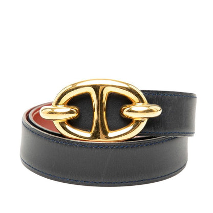 Hermes Chaine D'ancre Reversible 65 Navy Brown Leather 1- Belt