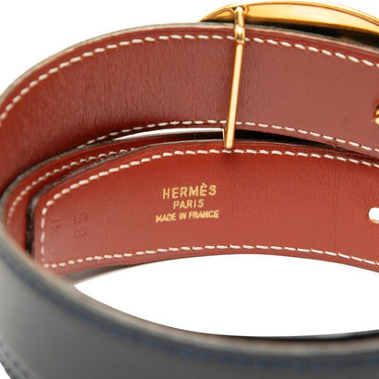 Hermes Chaine D'ancre Reversible 65 Navy Brown Leather 1- Belt — view 8