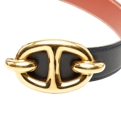 Hermes Chaine D'ancre Reversible 65 Navy Brown Leather 1- Belt — view 4