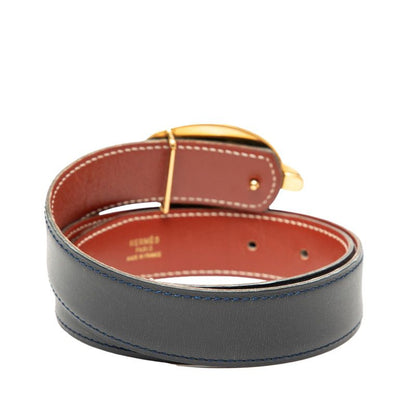 Hermes Chaine D'ancre Reversible 65 Navy Brown Leather 1- Belt — view 3