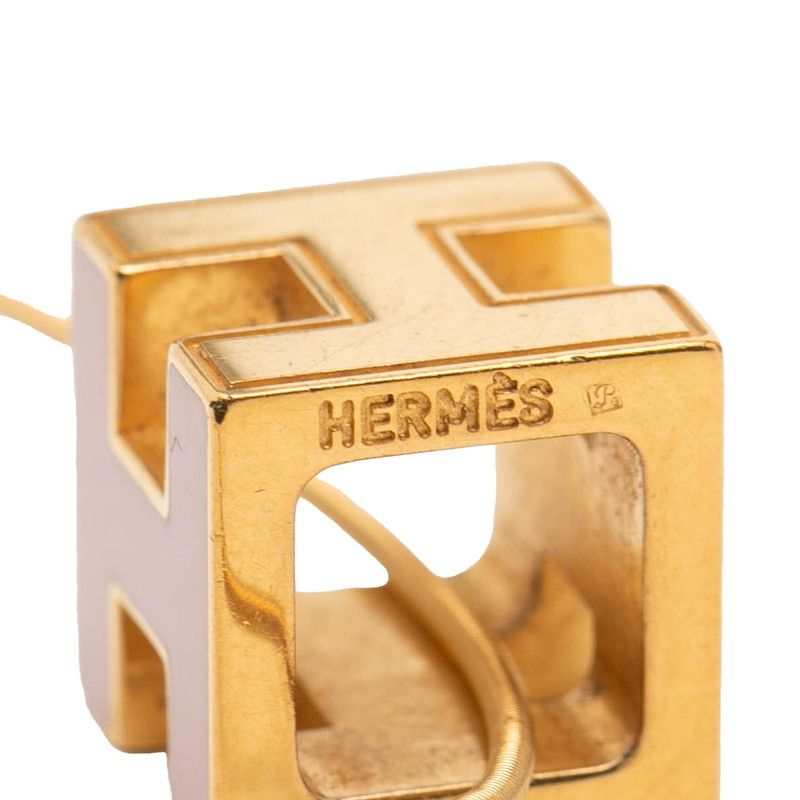 Hermes Cage de Ash Cube Necklace Gold Pink Plated Enamel — view 5