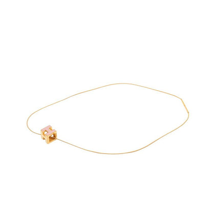 Hermes Cage de Ash Cube Necklace Gold Pink Plated Enamel — view 3