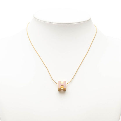 Hermes Cage de Ash Cube Necklace Gold Pink Plated Enamel — view 6