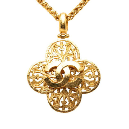 Chanel Vintage CC Logo Long Necklace Gold Plated