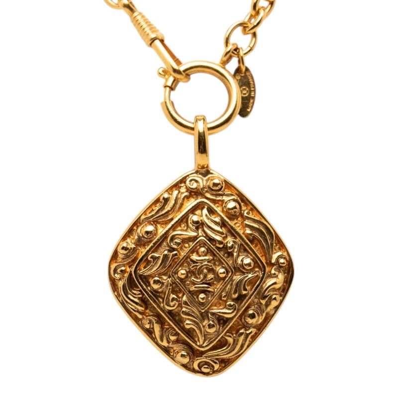 Chanel Vintage CC Logo Long Necklace Gold Plated