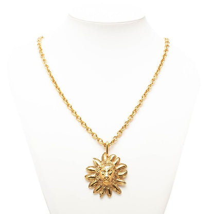 Chanel CC Logo Lion Motif Long Necklace Gold Plated — view 7
