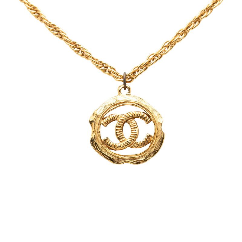 Chanel Vintage CC Logo Necklace Gold Plated