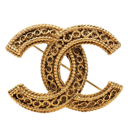 Chanel CC Logo Brooch Gold Plated