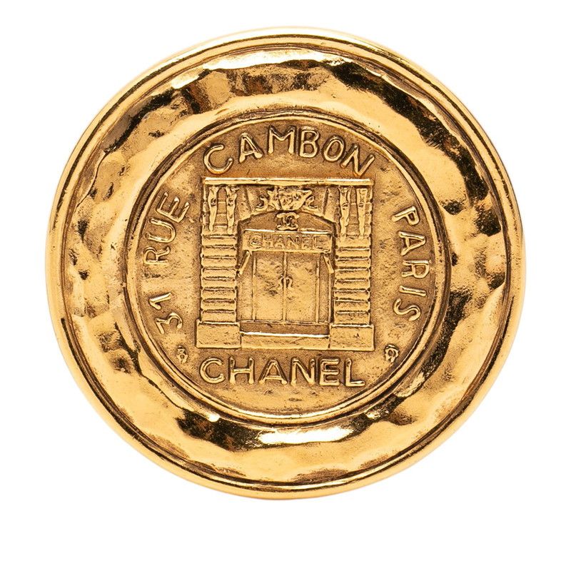 Chanel CC Logo 31 Rue Cambon Paris Brooch Gold Plated