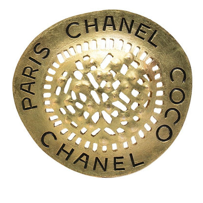 Chanel Straw Hat Motif Vintage Brooch Gold Plated