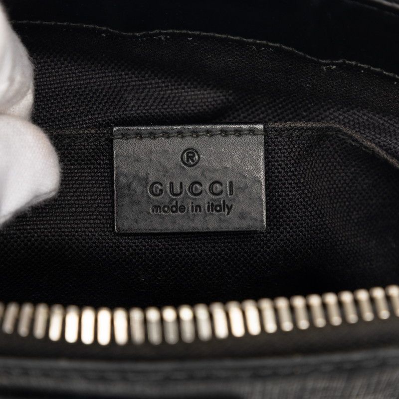 Gucci GG Supreme Crossbody Shoulder Bag Black Gray Leather — view 5