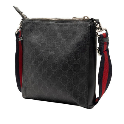 Gucci GG Supreme Crossbody Shoulder Bag Black Gray Leather — view 2