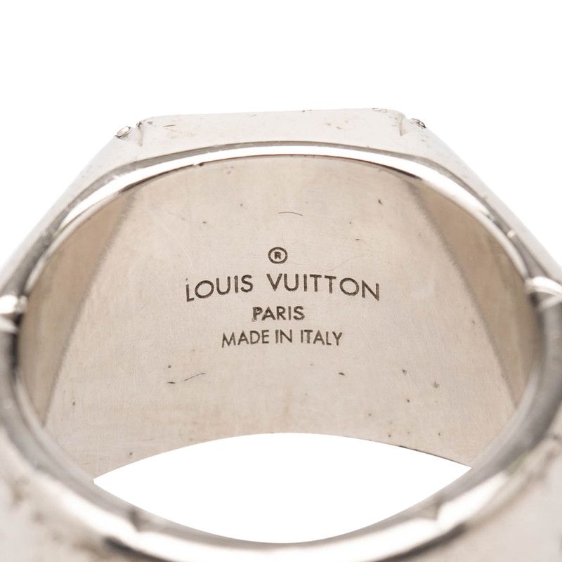 Louis Vuitton Monogram Signet Ring L Silver Metal — view 4
