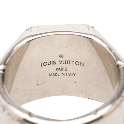 Louis Vuitton Monogram Signet Ring L Silver Metal — view 4