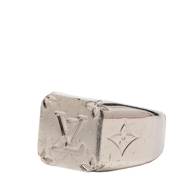 Louis Vuitton Monogram Signet Ring L Silver Metal