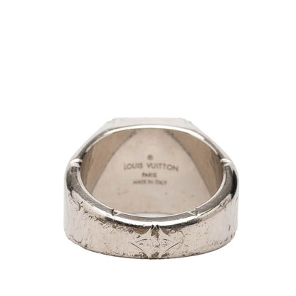 Louis Vuitton Monogram Signet Ring L Silver Metal — view 3