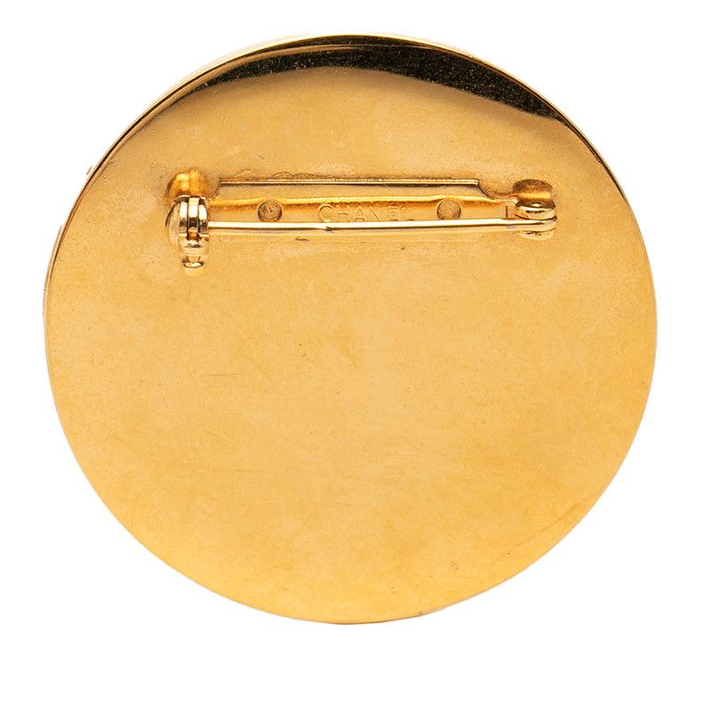 Chanel CC Logo Brooch Gold Black Plated Enamel — view 2