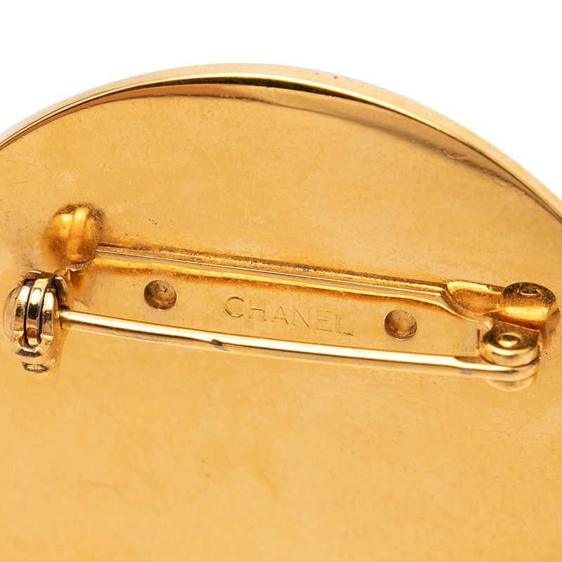 Chanel CC Logo Brooch Gold Black Plated Enamel — view 3
