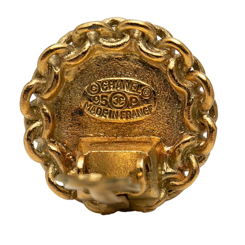 Chanel CC Logo Vintage Earrings Gold Plated — view 3