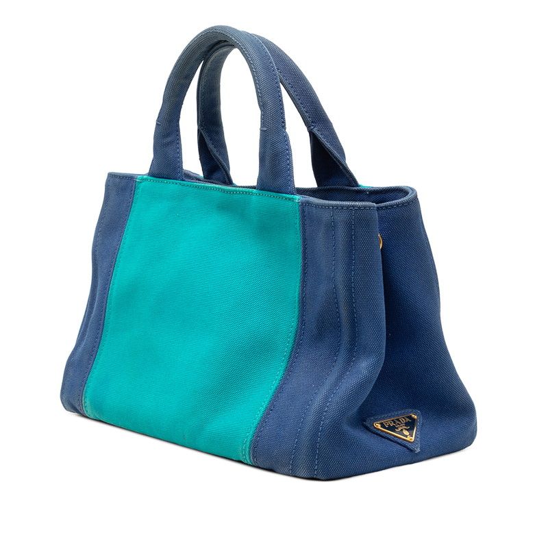 Prada Canapa Mini 2-Way Shoulder Bag Blue Green Canvas — view 2