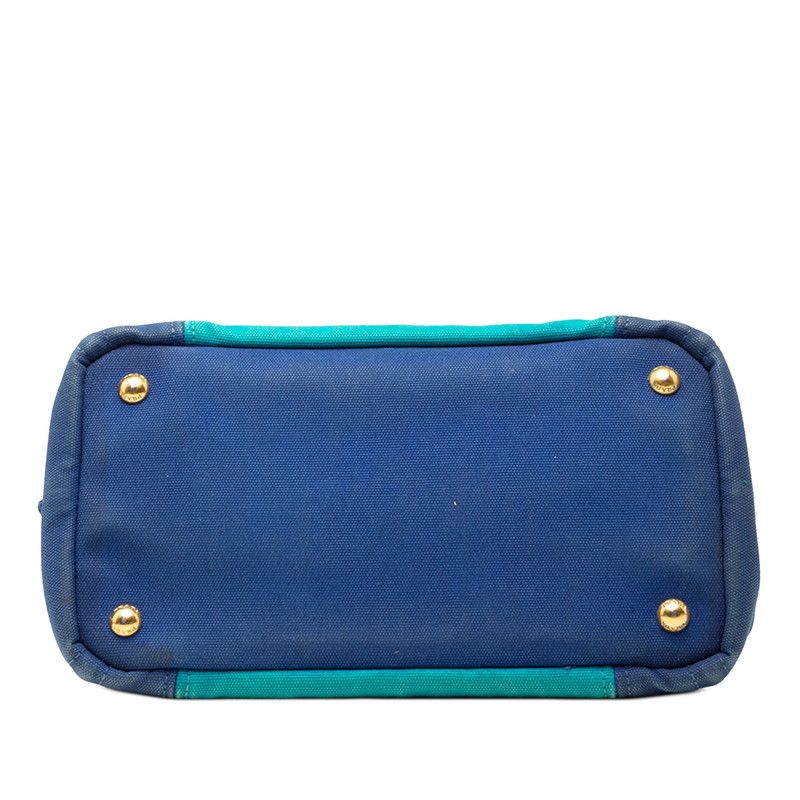 Prada Canapa Mini 2-Way Shoulder Bag Blue Green Canvas — view 3