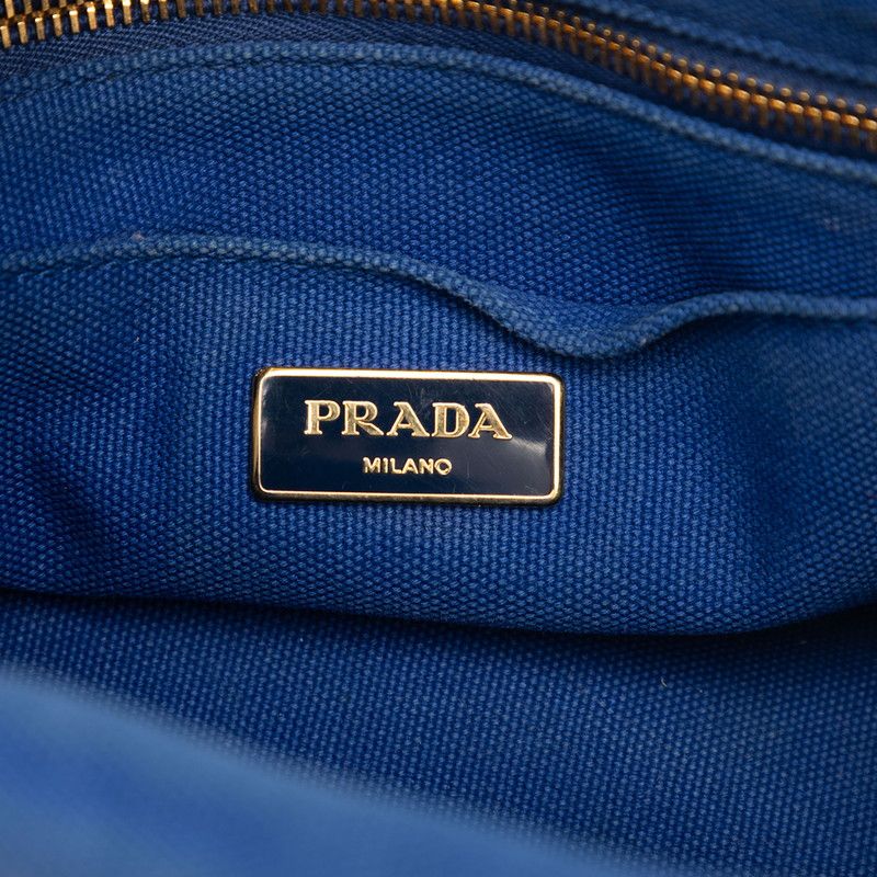 Prada Canapa Mini 2-Way Shoulder Bag Blue Green Canvas — view 5
