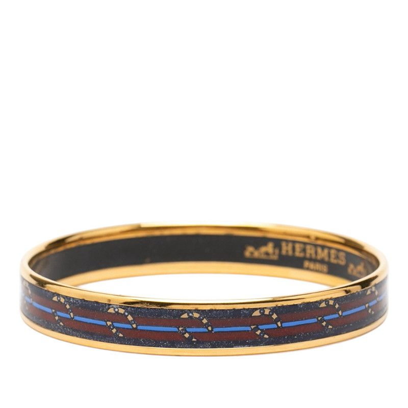Hermes Enamel PM Cloisonne Bangle Gold Navy Plated 1- Bracelet — view 2