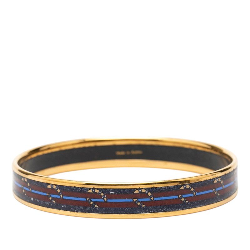 Hermes Enamel PM Cloisonne Bangle Gold Navy Plated 1- Bracelet — view 3