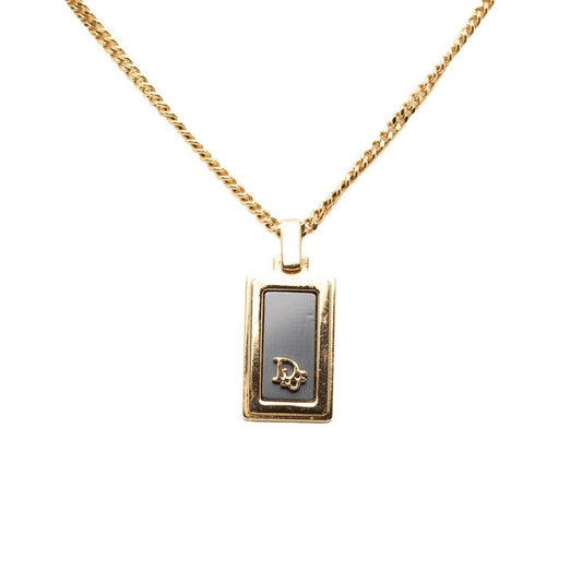 Dior CD Logo Necklace Gold Black Plated