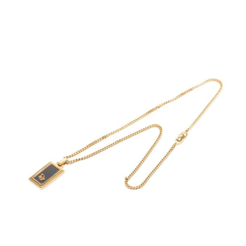 Dior CD Logo Necklace Gold Black Plated — view 3