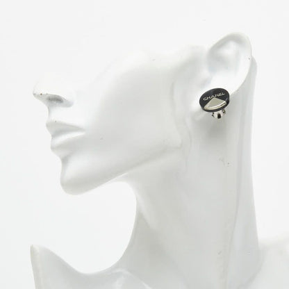 Chanel Round Earrings Black Plastic Metal — view 5