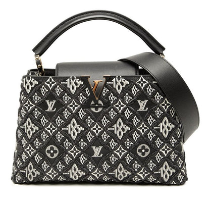 Louis Vuitton Capucines MM 2-Way Shoulder Bag Black Gold Leather