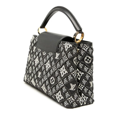 Louis Vuitton Capucines MM 2-Way Shoulder Bag Black Gold Leather — view 2