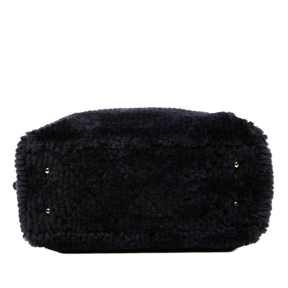 Chanel Coconage Large Bowling Bag Navy Gold Shearling Lambskin — view 3