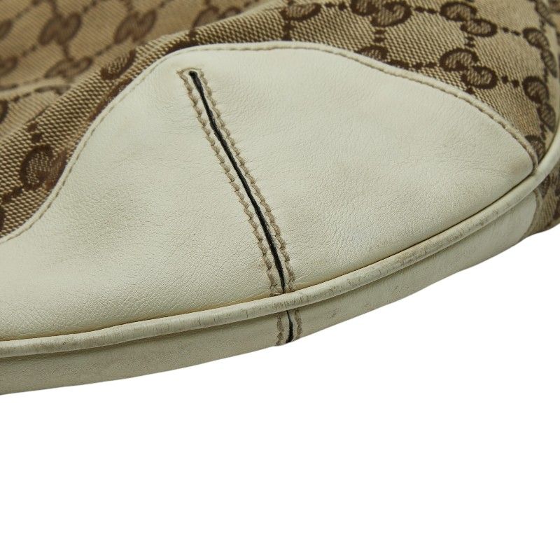 Gucci Shoulder Bag Beige Ivory Canvas Leather — view 5