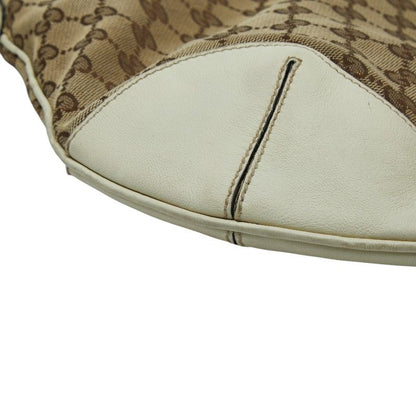 Gucci Shoulder Bag Beige Ivory Canvas Leather — view 4