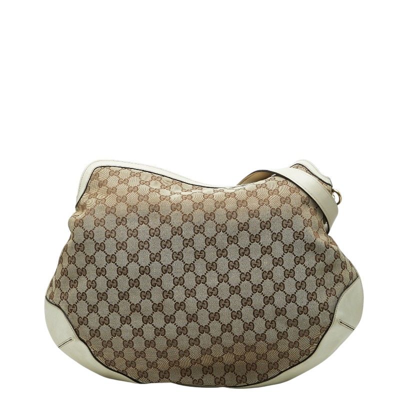 Gucci Shoulder Bag Beige Ivory Canvas Leather