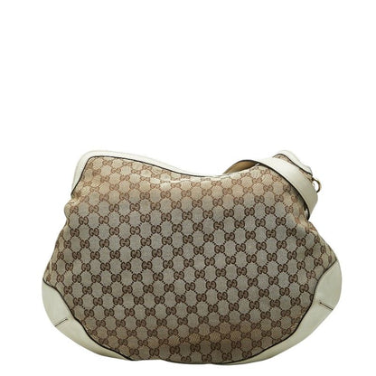 Gucci Shoulder Bag Beige Ivory Canvas Leather
