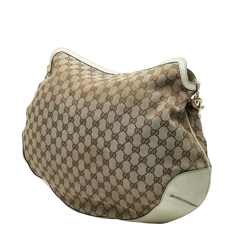 Gucci Shoulder Bag Beige Ivory Canvas Leather — view 2