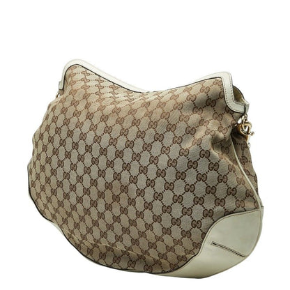 Gucci Shoulder Bag Beige Ivory Canvas Leather — view 2