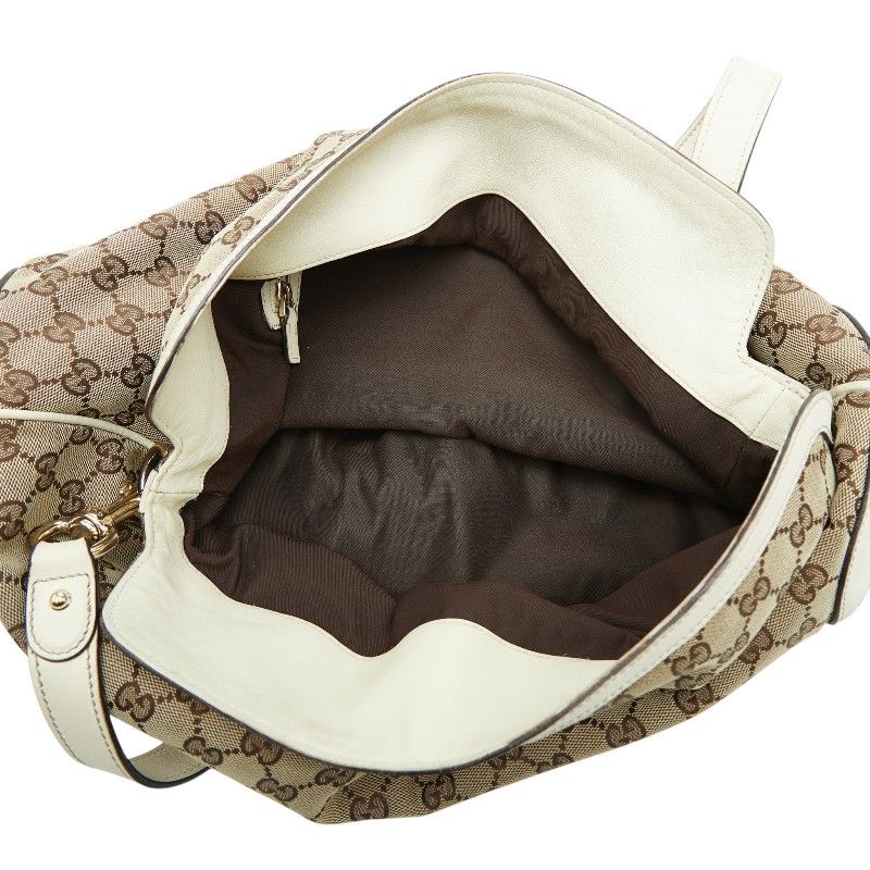 Gucci Shoulder Bag Beige Ivory Canvas Leather — view 6