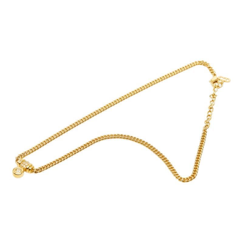 Dior Pendant Chain Necklace Gold Plated Line Stone — view 4