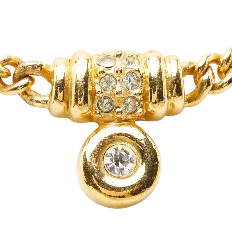 Dior Pendant Chain Necklace Gold Plated Line Stone — view 2