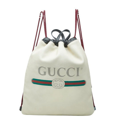 Gucci Sherry Line Drawstring Backpack Ivory Leather