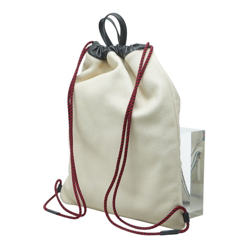 Gucci Sherry Line Drawstring Backpack Ivory Leather — view 2