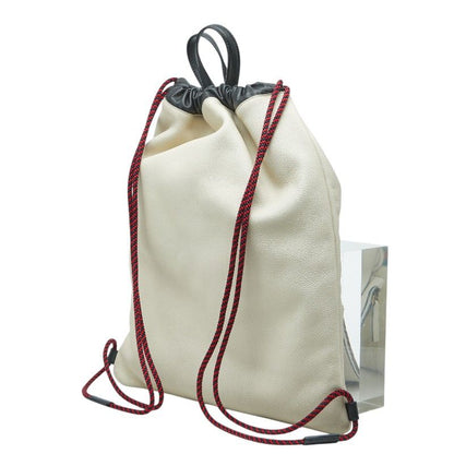 Gucci Sherry Line Drawstring Backpack Ivory Leather — view 2