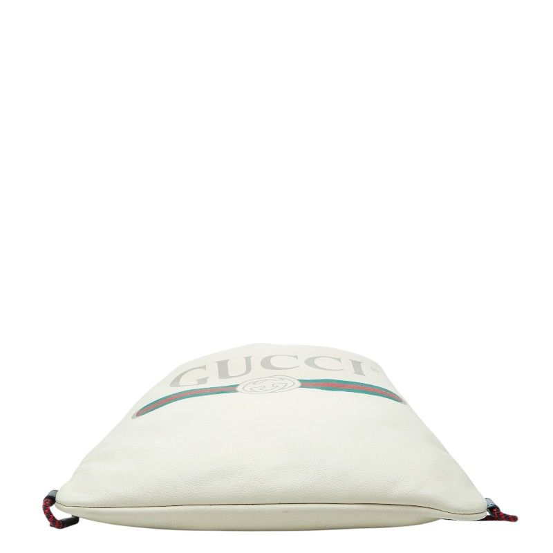Gucci Sherry Line Drawstring Backpack Ivory Leather — view 3