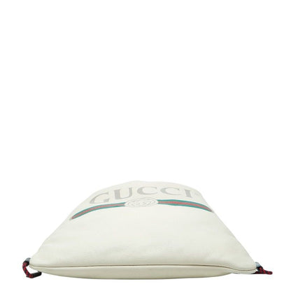 Gucci Sherry Line Drawstring Backpack Ivory Leather — view 3